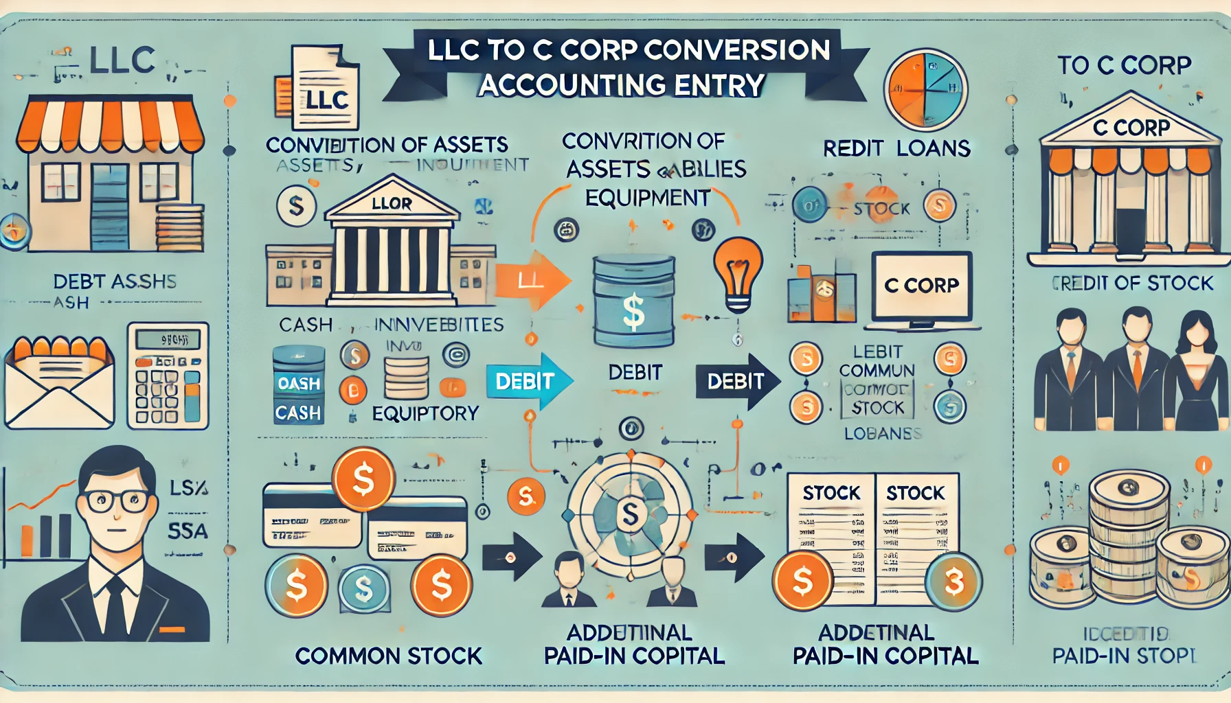 LLC to C Corp Conversion Accounting Entry: A Comprehensive Guide LLC to C Corp Conversion Accounting Entry Process Illustration